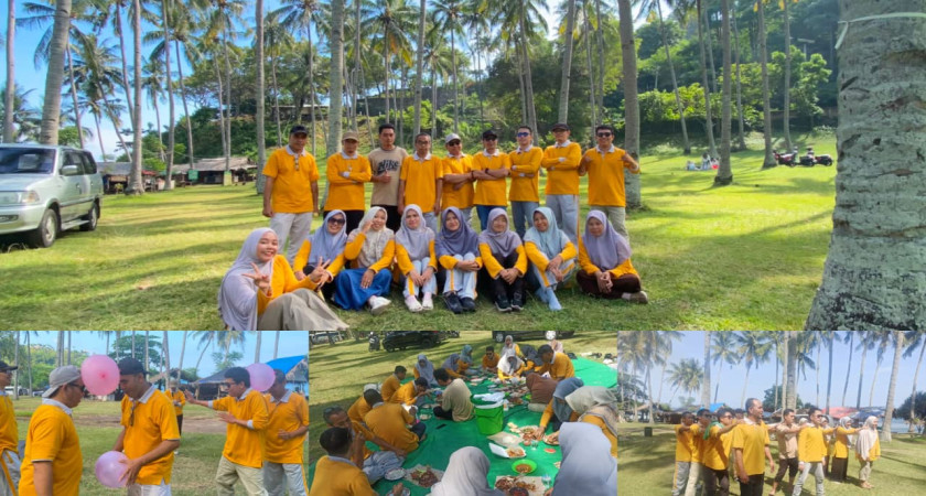 Penuh Tawa dan Keceriaan, Keluarga Besar MTsN 3 Lombok Barat Nikmati Outbound di Pantai Klui