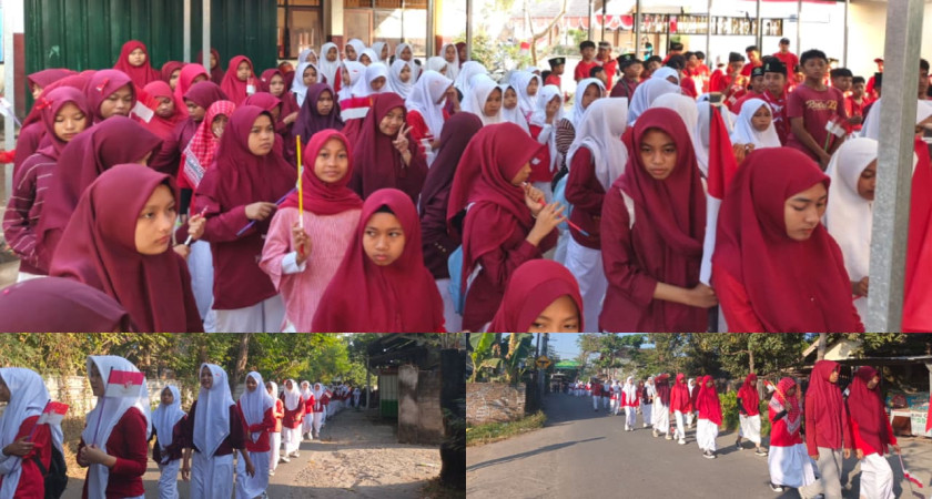 Semarak HUT ke-81 RI, MTsN 3 Lombok Barat Gelar Jalan Sehat