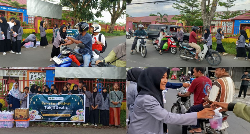 Berbagi Kebaikan di Bulan Penuh Berkah, OSIM MTsN 3 Lombok Barat Bagikan Takjil Gratis