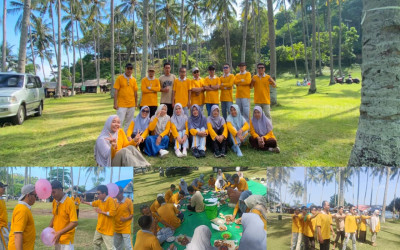 Penuh Tawa dan Keceriaan, Keluarga Besar MTsN 3 Lombok Barat Nikmati Outbound di Pantai Klui