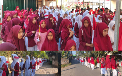 Semarak HUT ke-81 RI, MTsN 3 Lombok Barat Gelar Jalan Sehat